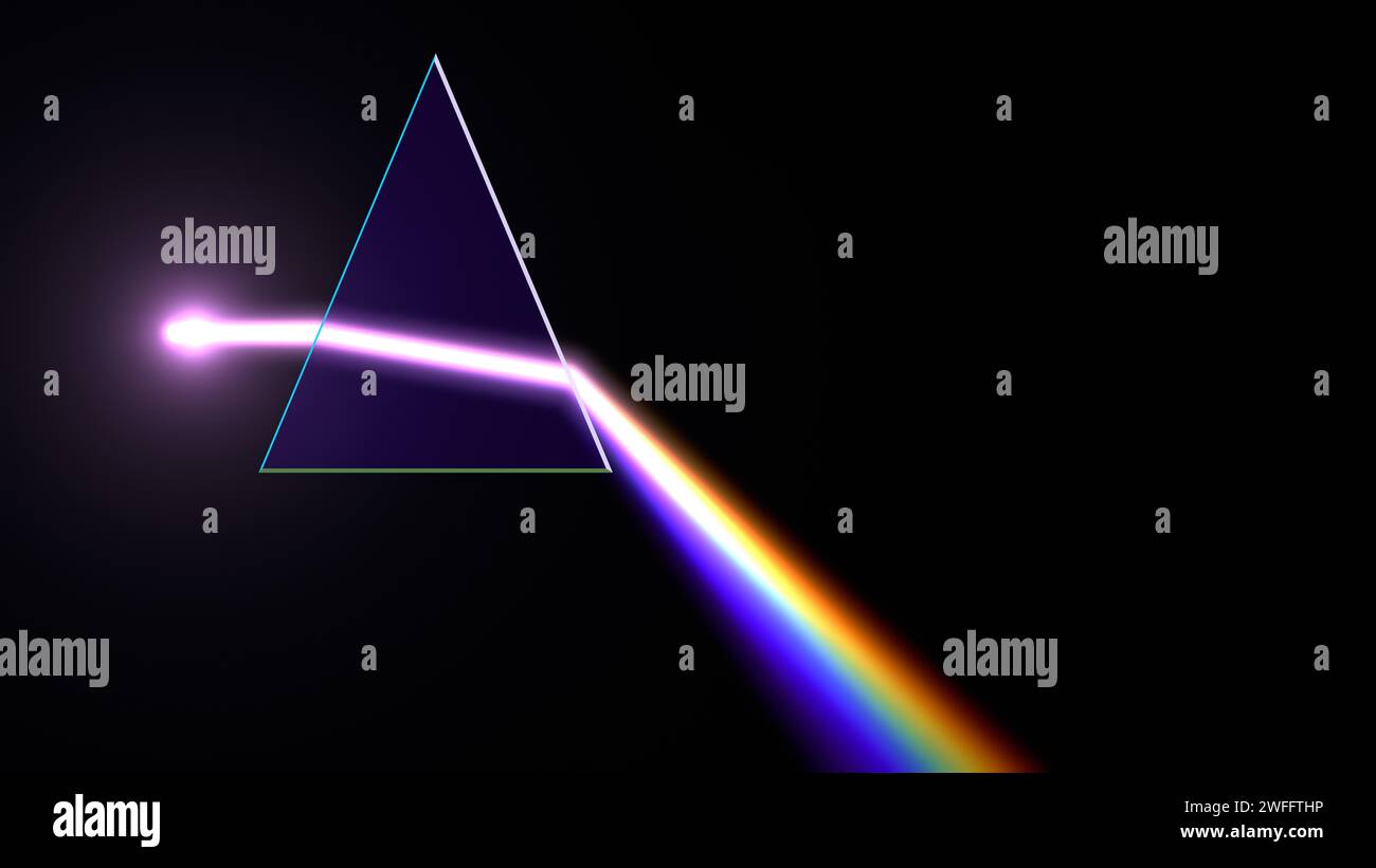 Refraction of light by prism, illustration Stock Photo - Alamy