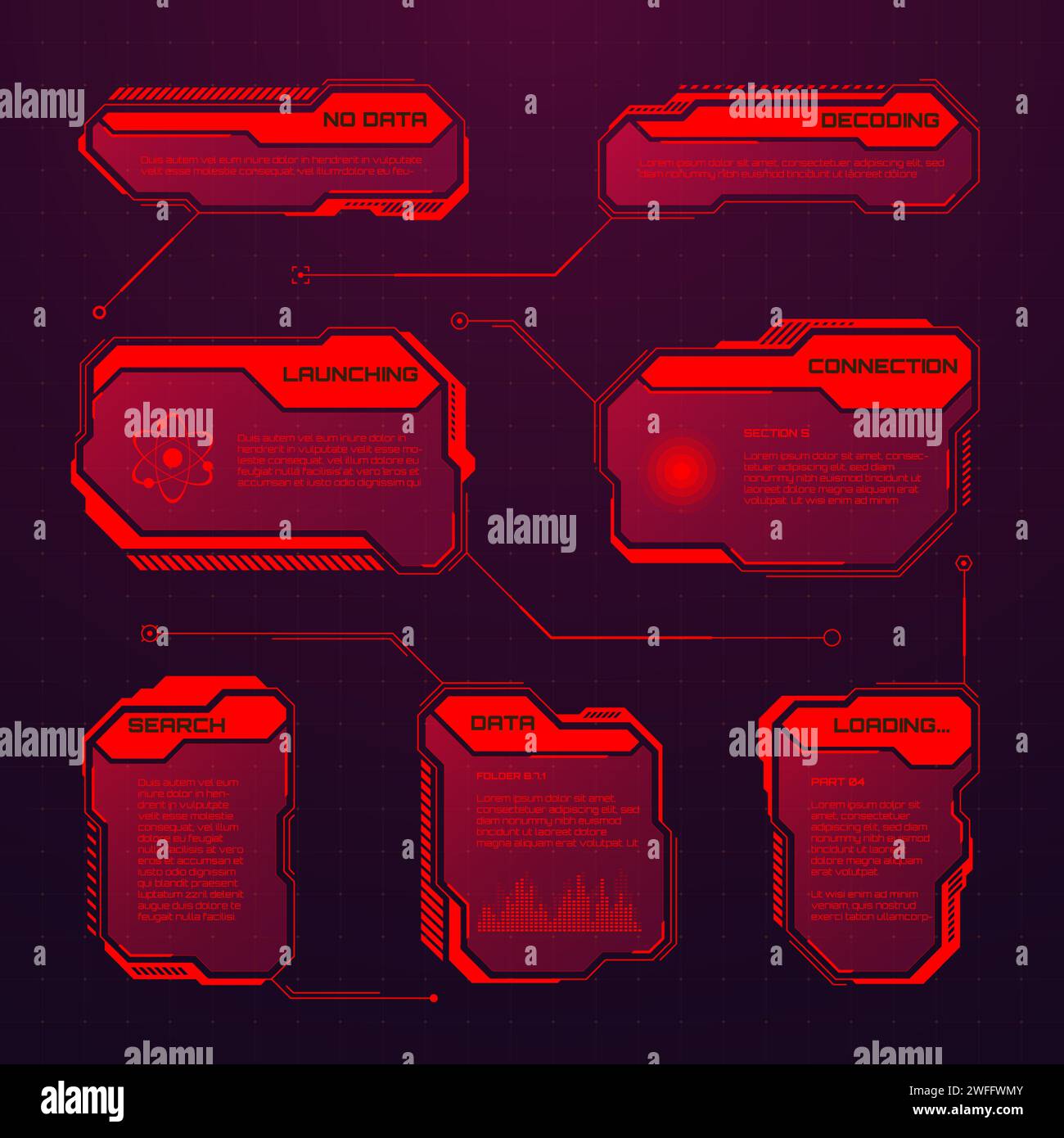 Text Box Ui Examples Games Red futuristic HUD or UI elements. Sci-fi user interface text boxes ...