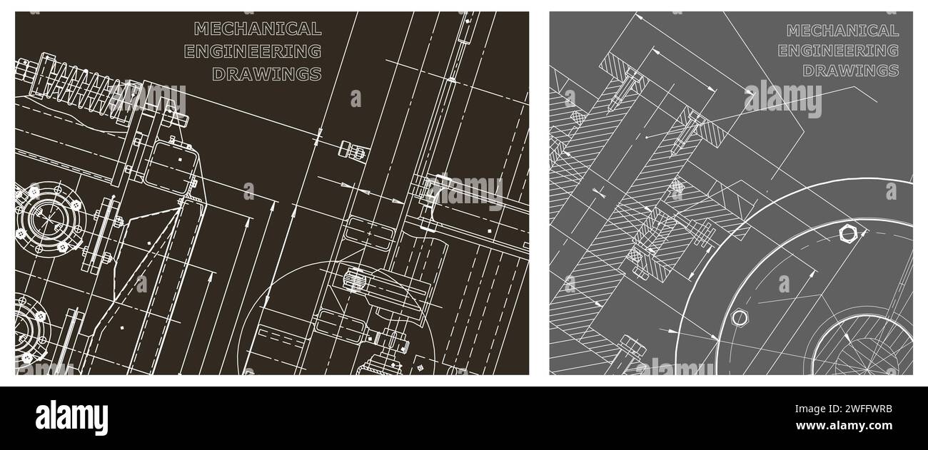 Engineering illustration set. Cover, flyer, banner, background ...