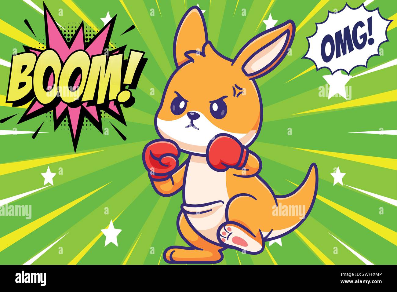 Kangaroo boxing sport pop art style vector image Stock Vector Image