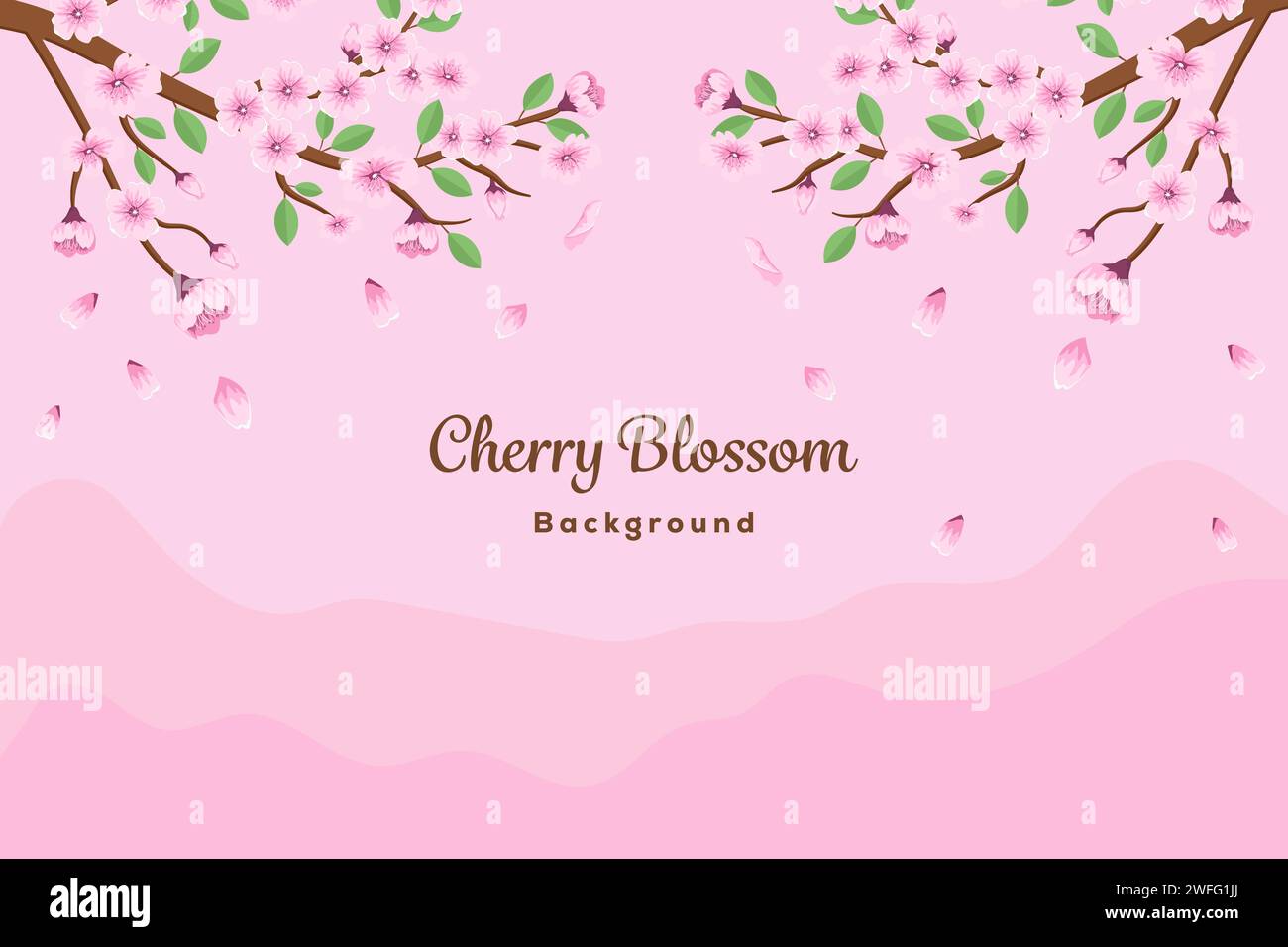 flat vector design cherry blossom background illustration Stock Vector