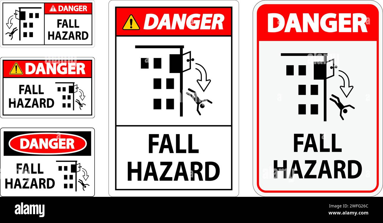 Caution Sign, Fall Hazard Stock Vector Image & Art - Alamy