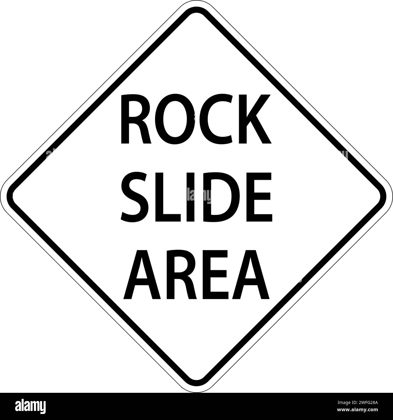 Warning Sign Rock Slide Area Stock Vector