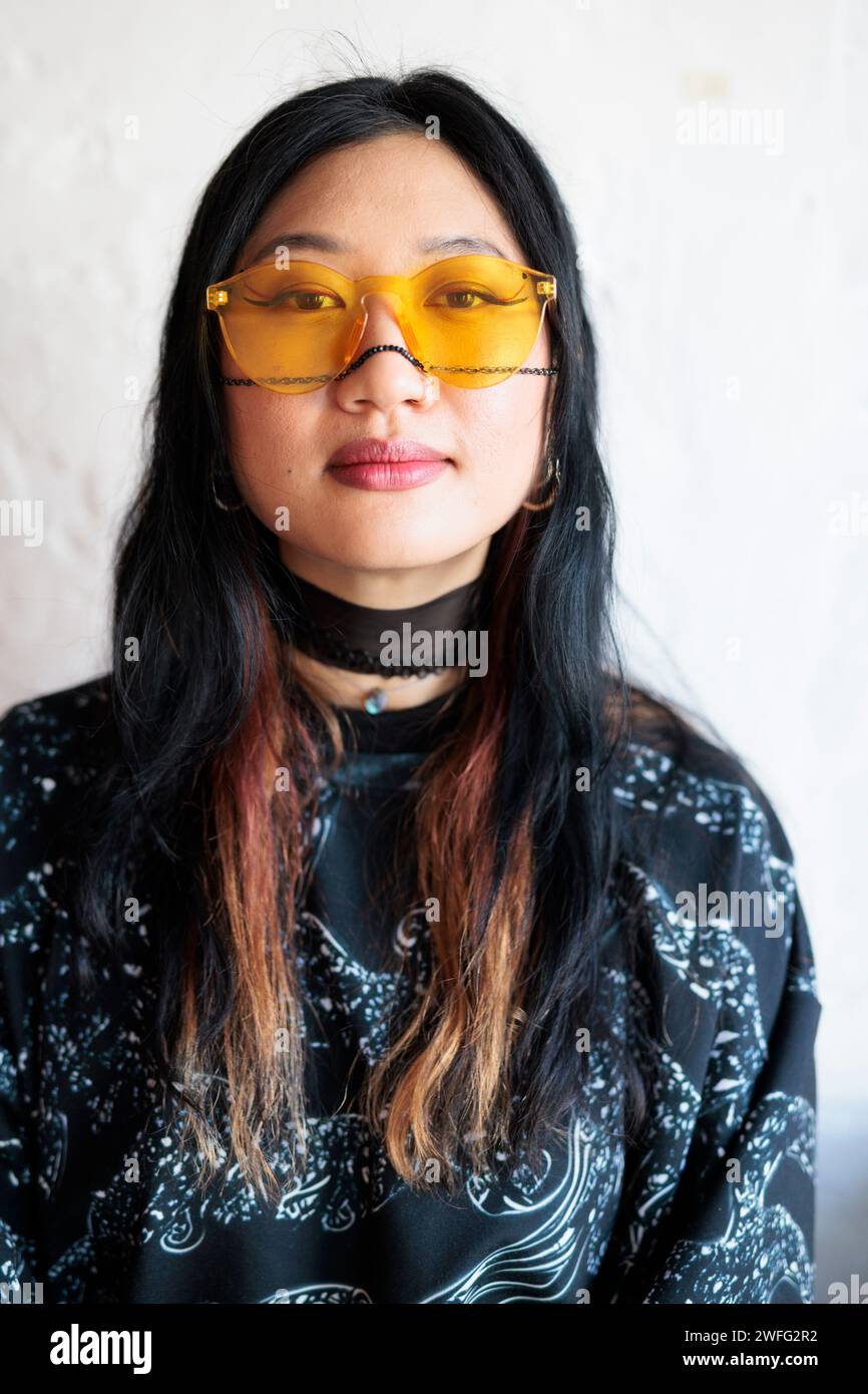 Berlin, Germany. 29th Jan, 2024. Rania Kim, musician, sits in a studio at Riverside Studios Berlin in Kreuzberg. (to dpa 'How artificial intelligence is changing the world of music') Credit: Carsten Koall/dpa/Alamy Live News Stock Photo