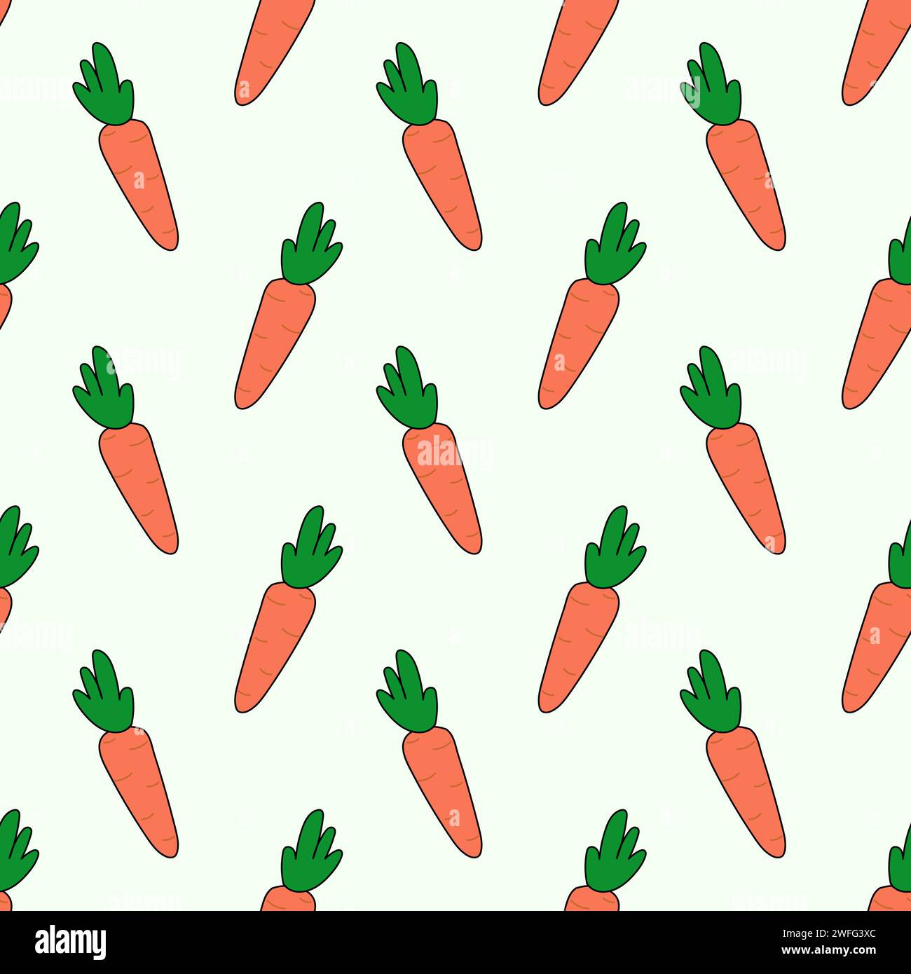 Seamless pattern with carrot. Vegetable background. Vector flat illustration of healthy vegan food wallpaper. Stock Vector