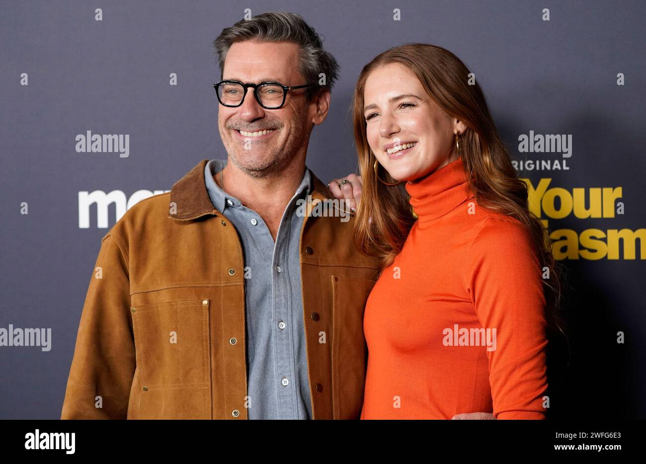 Jon Hamm, left, and Anna Osceola arrive at the "Curb Your Enthusiasm ...