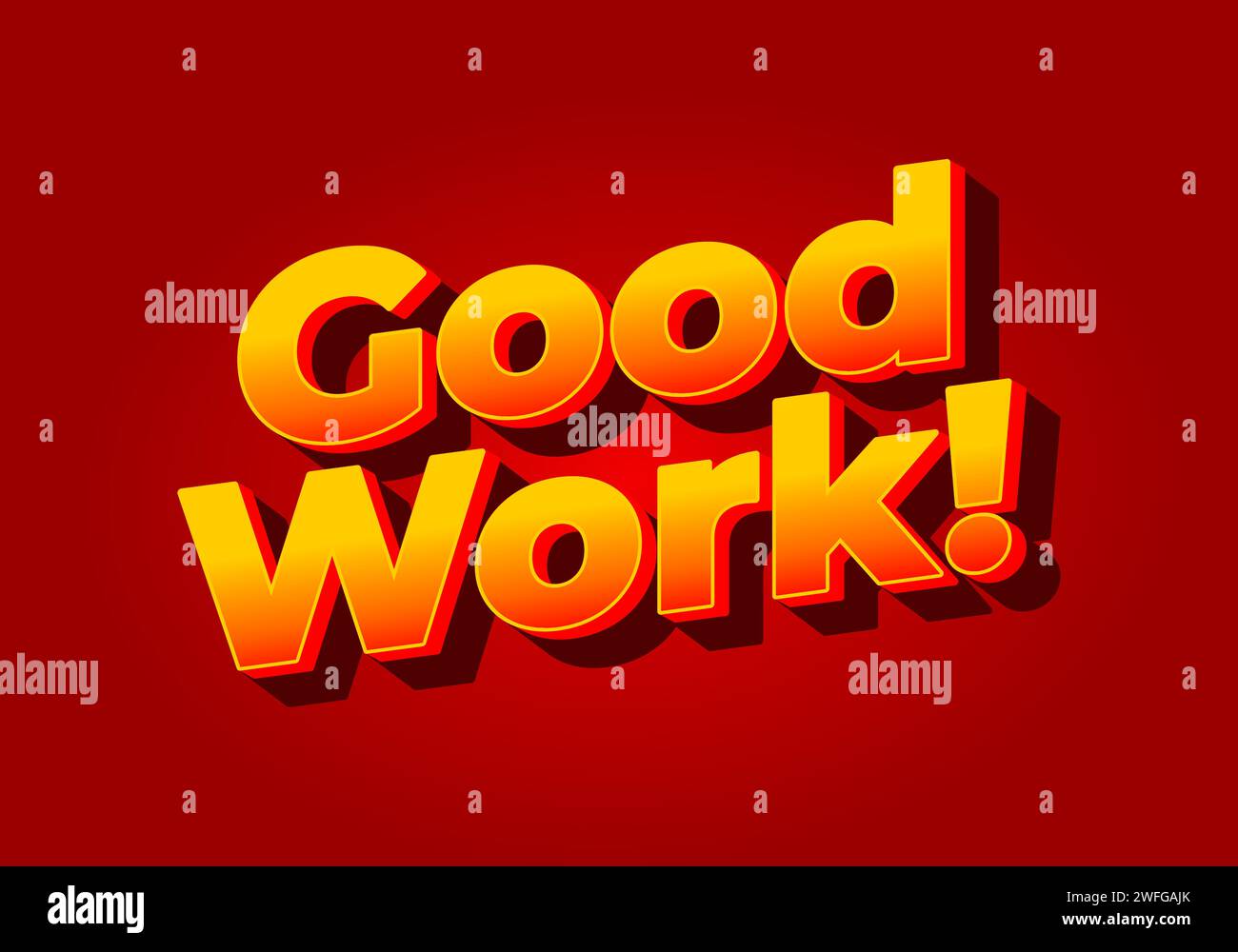 Good work. Text effect design in yellow red color. Red background Stock