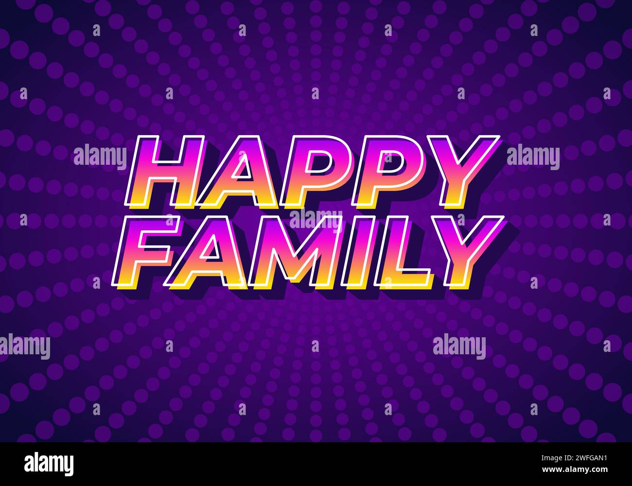 Happy family. text effect design in modern style.eye catching color. 3D