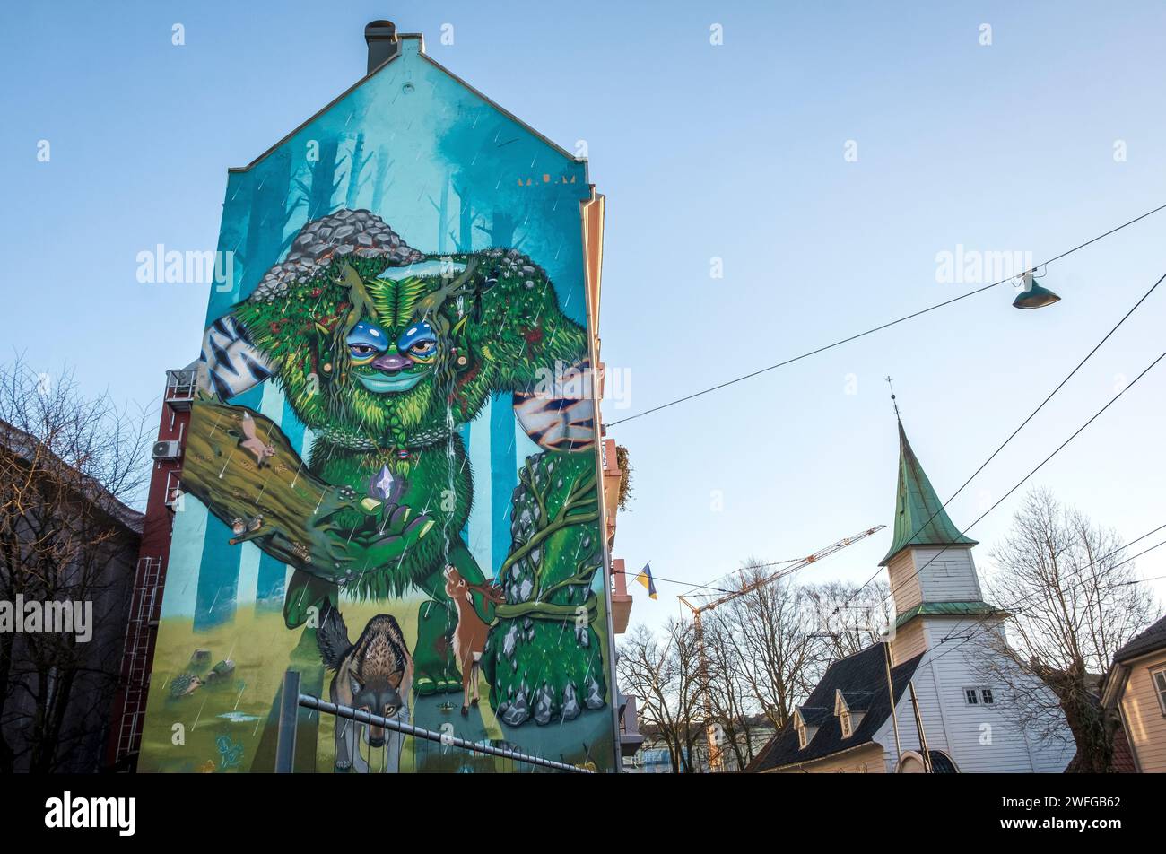 Colorful street art in Bergen, Norway Stock Photo