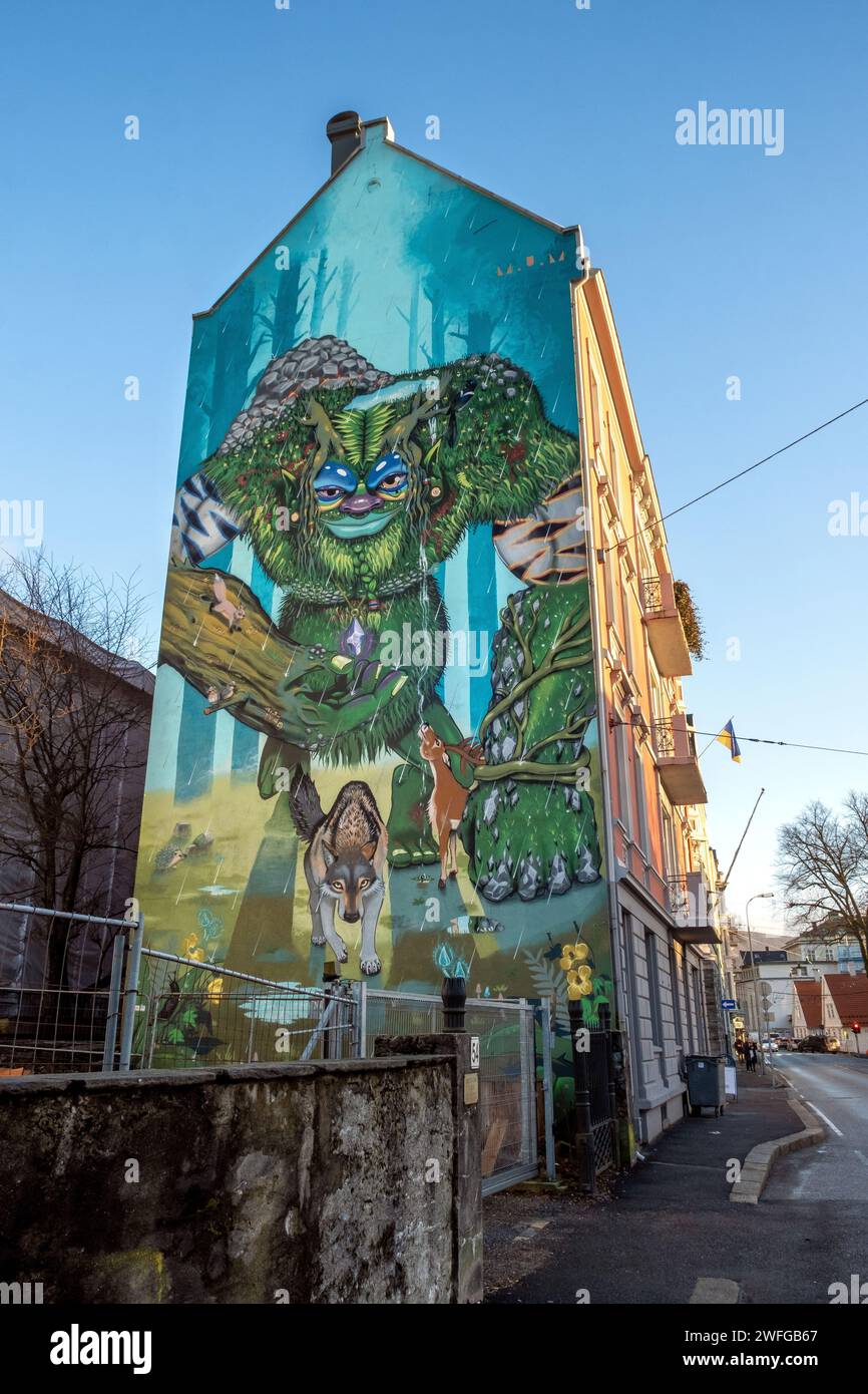 Colorful street art in Bergen, Norway Stock Photo Alamy