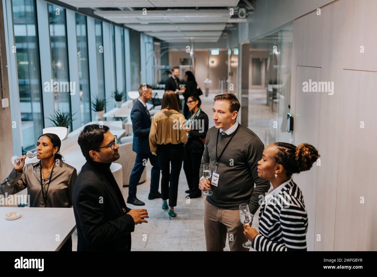 Multiracial delegates discussing during networking conference Stock Photo