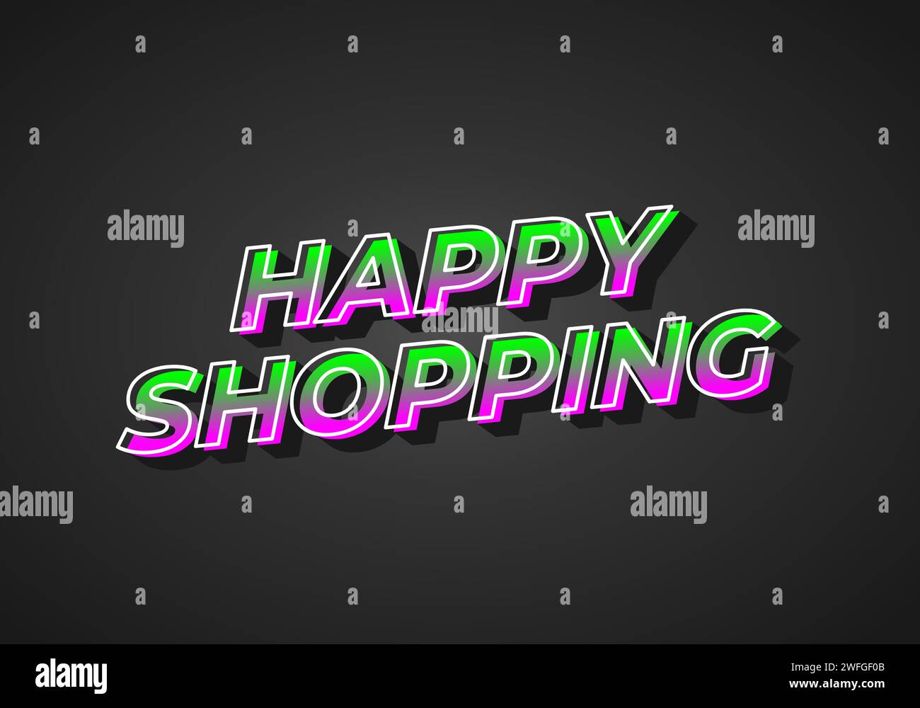 Happy shopping. Text effect design in 3D look with eye catching color ...