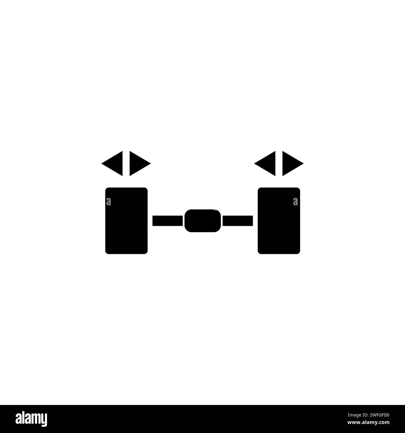 Car Rear Axle, Tire Width flat vector icon. Simple solid symbol