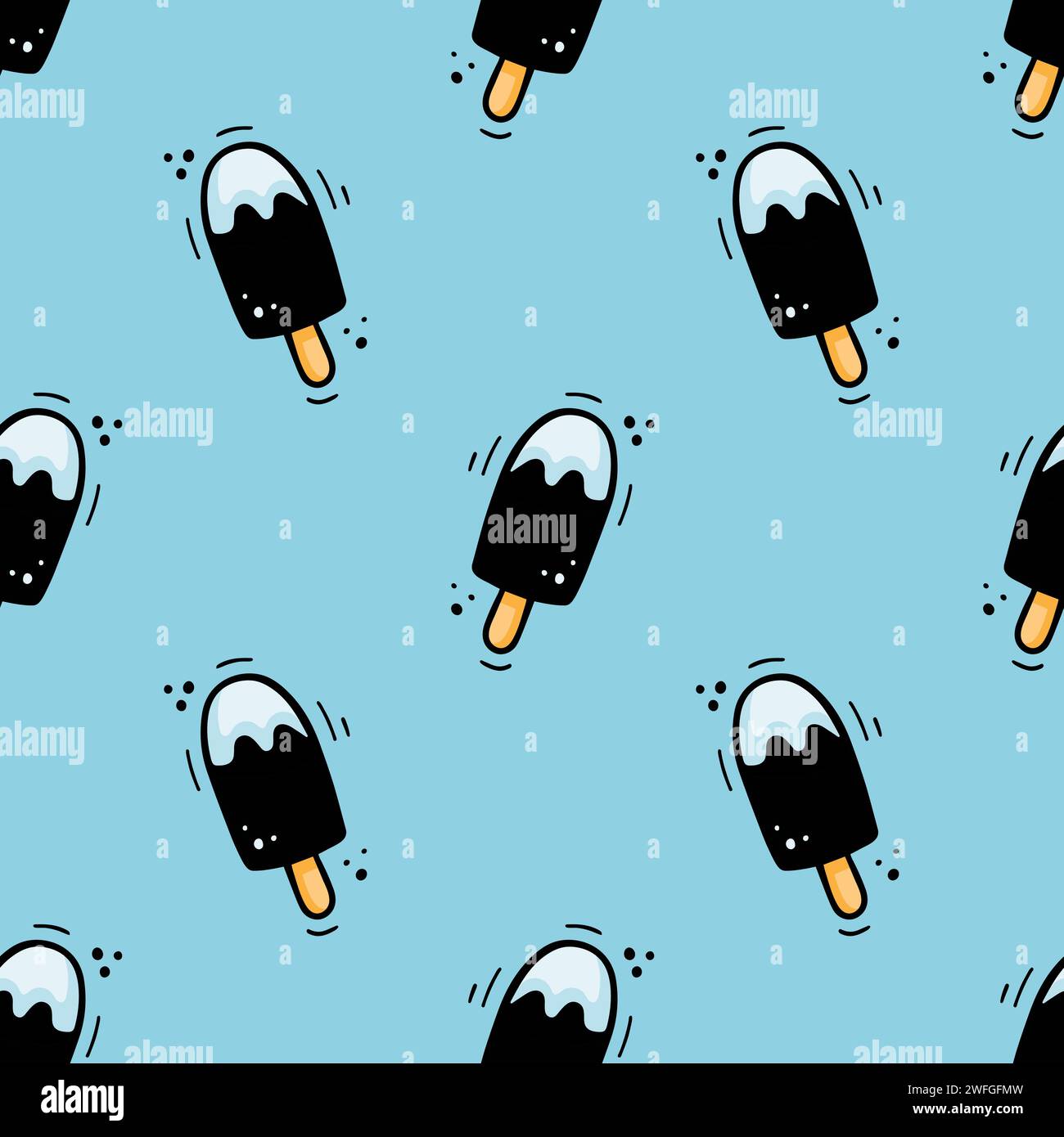 Hand drawn Ice cream seamless pattern. Fast food illustration in doodle ...