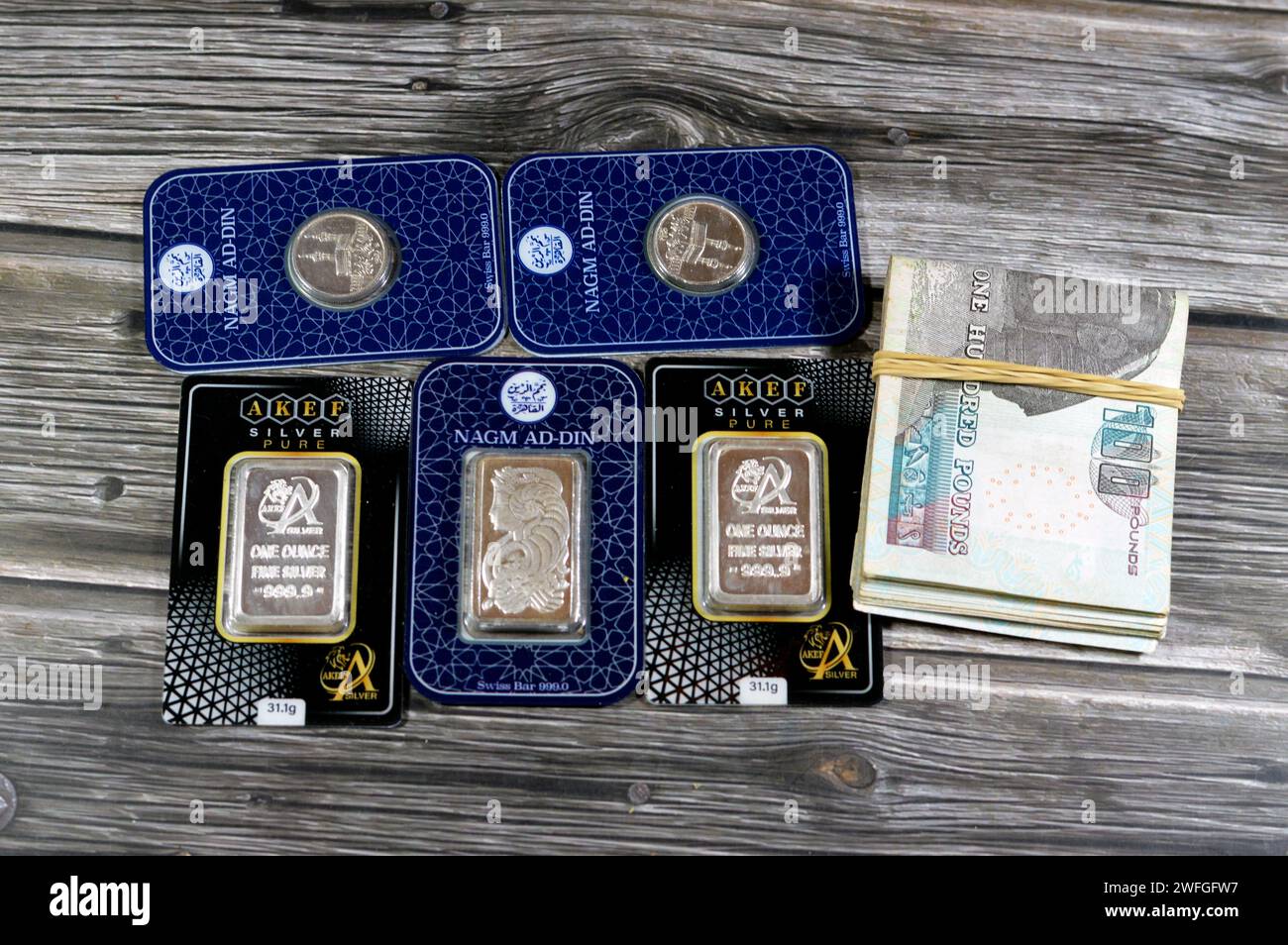 Cairo, Egypt, January 29 2024: Egyptian pounds cash money, Nagm Ad-Din ...
