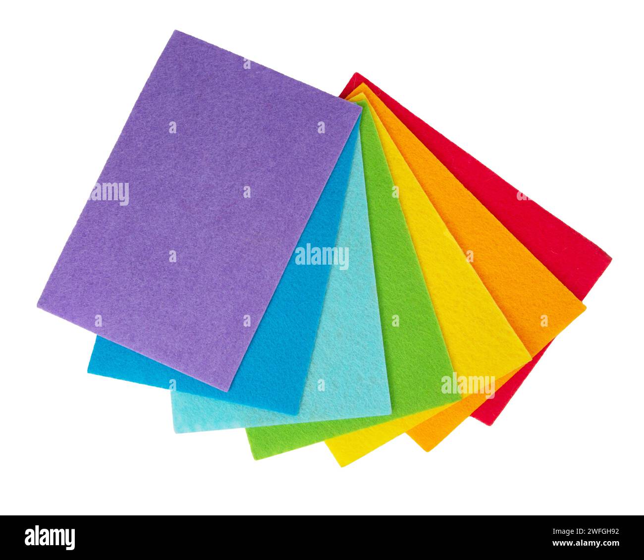 Rainbow felt decorative sheets isolated on the white background Stock Photo