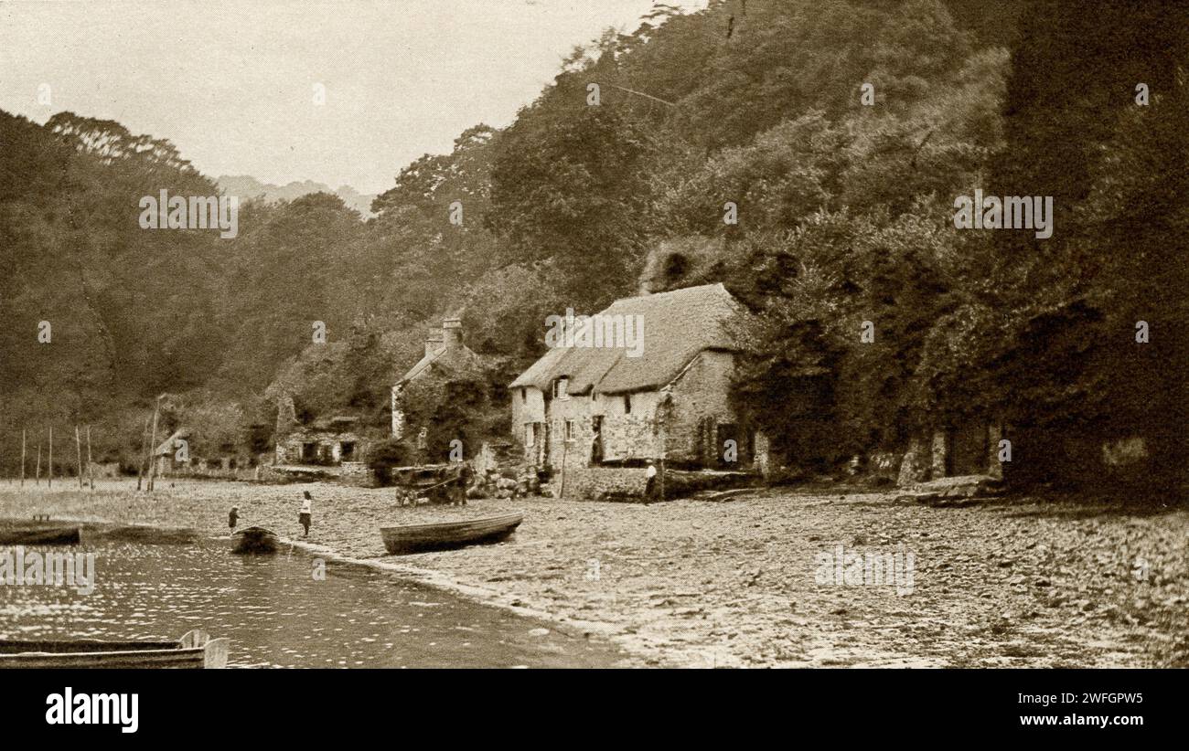 Photograph Dittisham on the Dart, South Hams District, Devon. From the book Glorious Devon.  by S.P.B. Mais, published by London Great Western Railway Company, 1928 Stock Photo