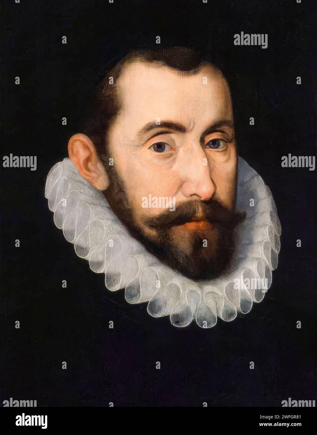 Sir Francis Walsingham (circa 1532-1590), Principal Secretary of State to Queen Elizabeth I of England, portrait painting in oil on panel, circa 1585 Stock Photo