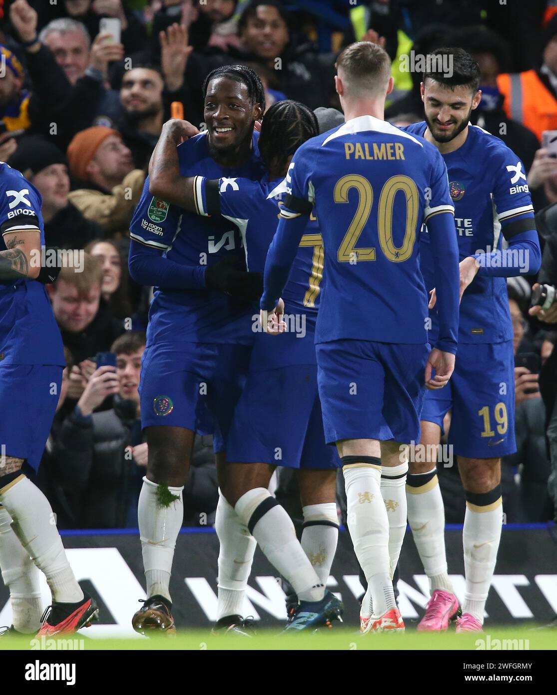 GOAL 3-0, Axel Disasi of Chelsea goal celebration with Raheem Sterling ...