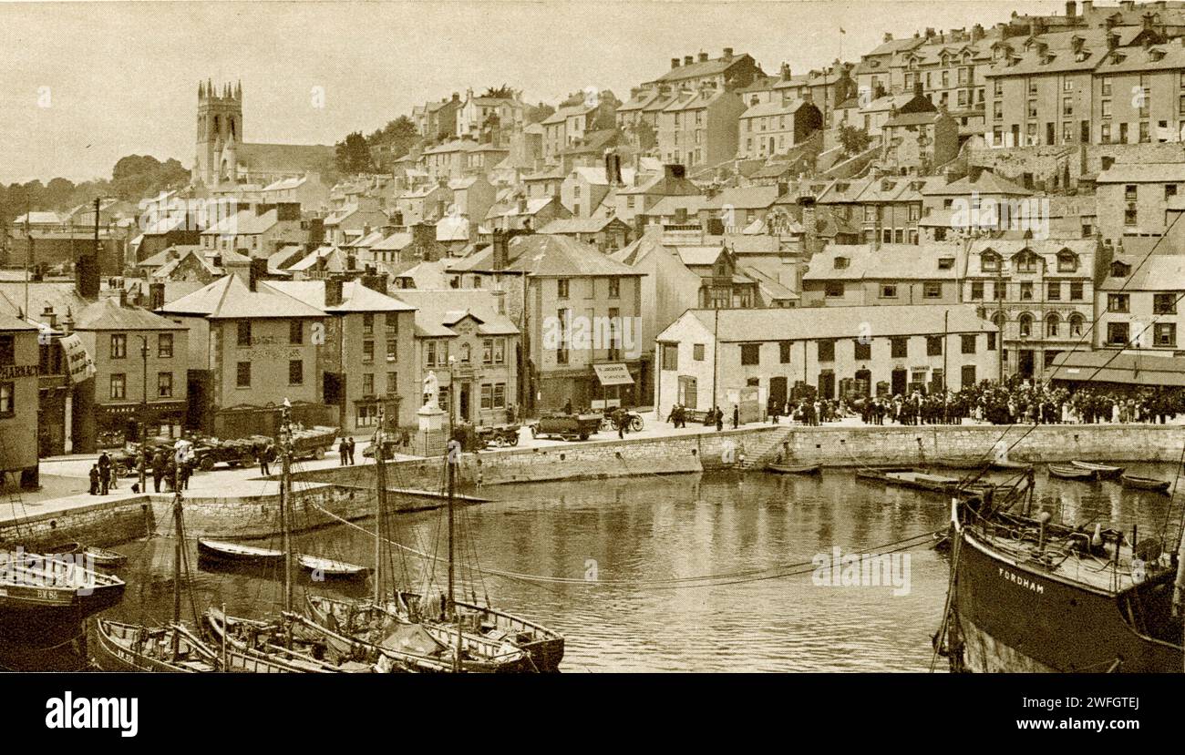 Phtotograph Brixham, Torbay, Devon -  harbour scene. From the book Glorious Devon.  by S.P.B. Mais, published by London Great Western Railway Company, 1928 Stock Photo