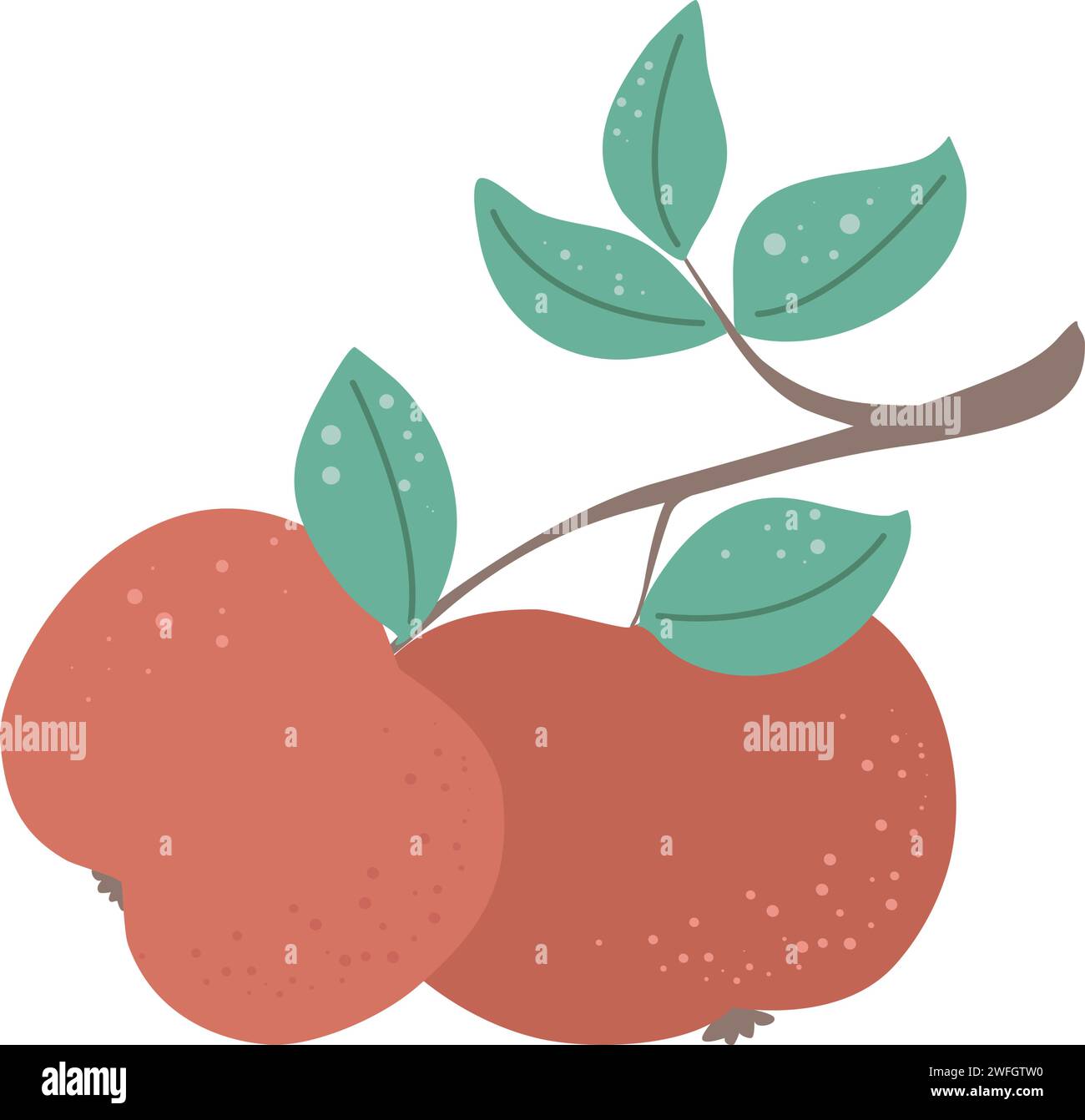 Texture hand drawn apples clip art. Simple red ripe apples on branch. Healthy organic food isolated vector illustration Stock Vector