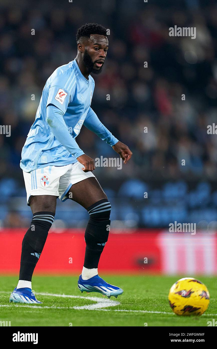 Jonathan Bamba of RC Celta de Vigo in action during the La Liga EA Sports match between RC Celta de Vigo and Cadiz CF at Estadio Abanca Balaidos on De Stock Photo