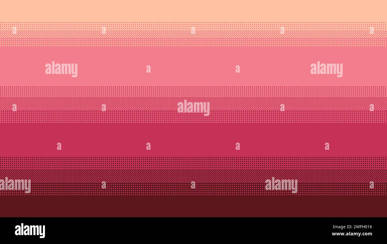 Pixel art pink and red colored gradient background. Dithering vector illustration Stock Vector