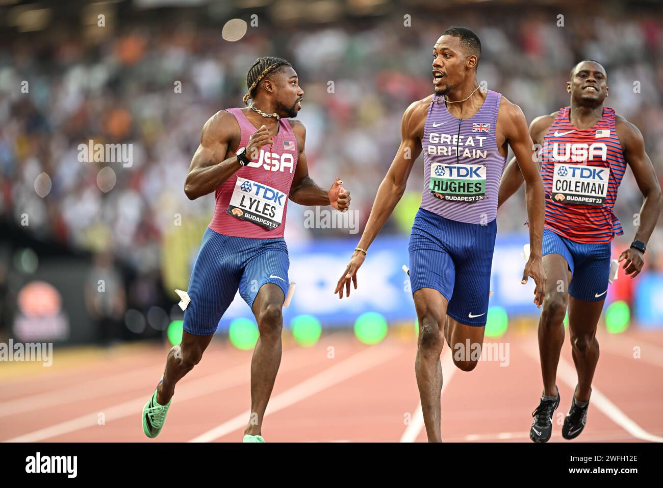 Noah LYLES winning in the 100 meters at the World Athletics ...