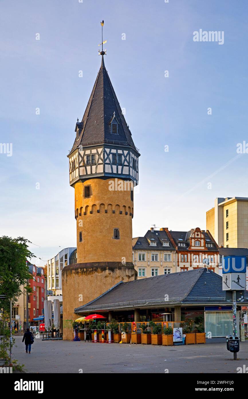 Bockenheimer Warte, wart tower with subway station of the same name, Germany, Hesse, Frankfurt am Main Stock Photo