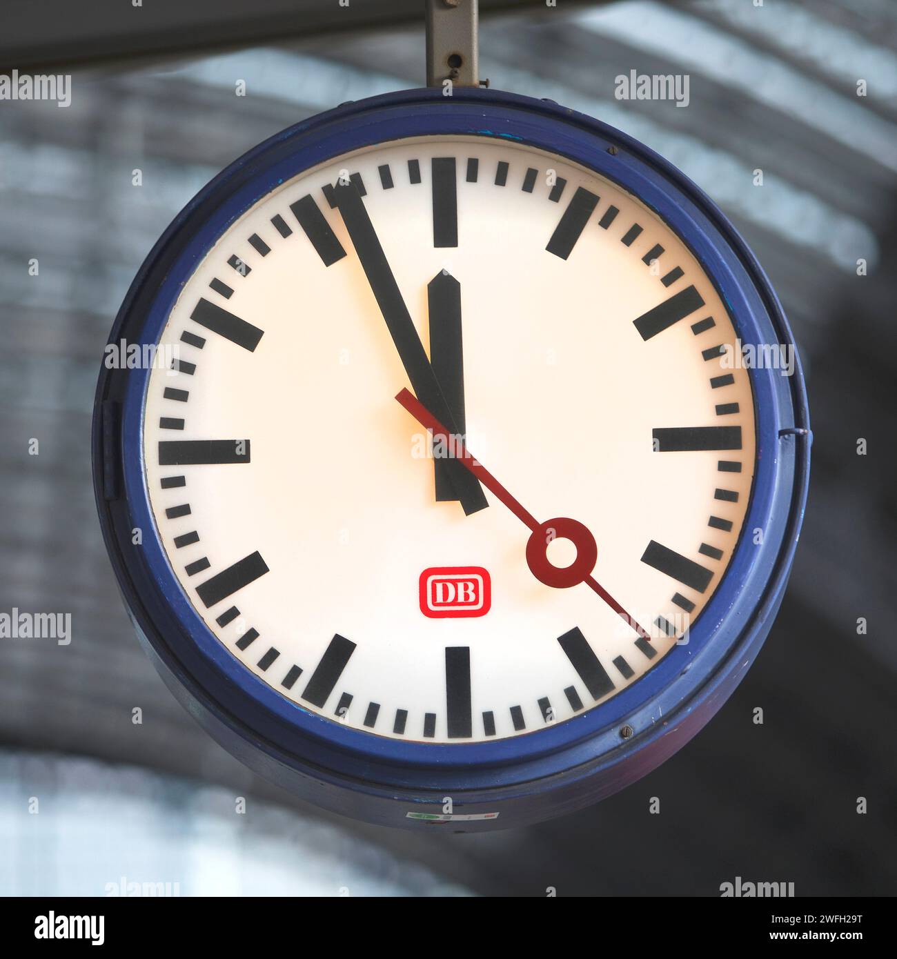 Station clock at the main station in the early morning in October, detail, Germany, North Rhine-Westphalia, Cologne Stock Photo