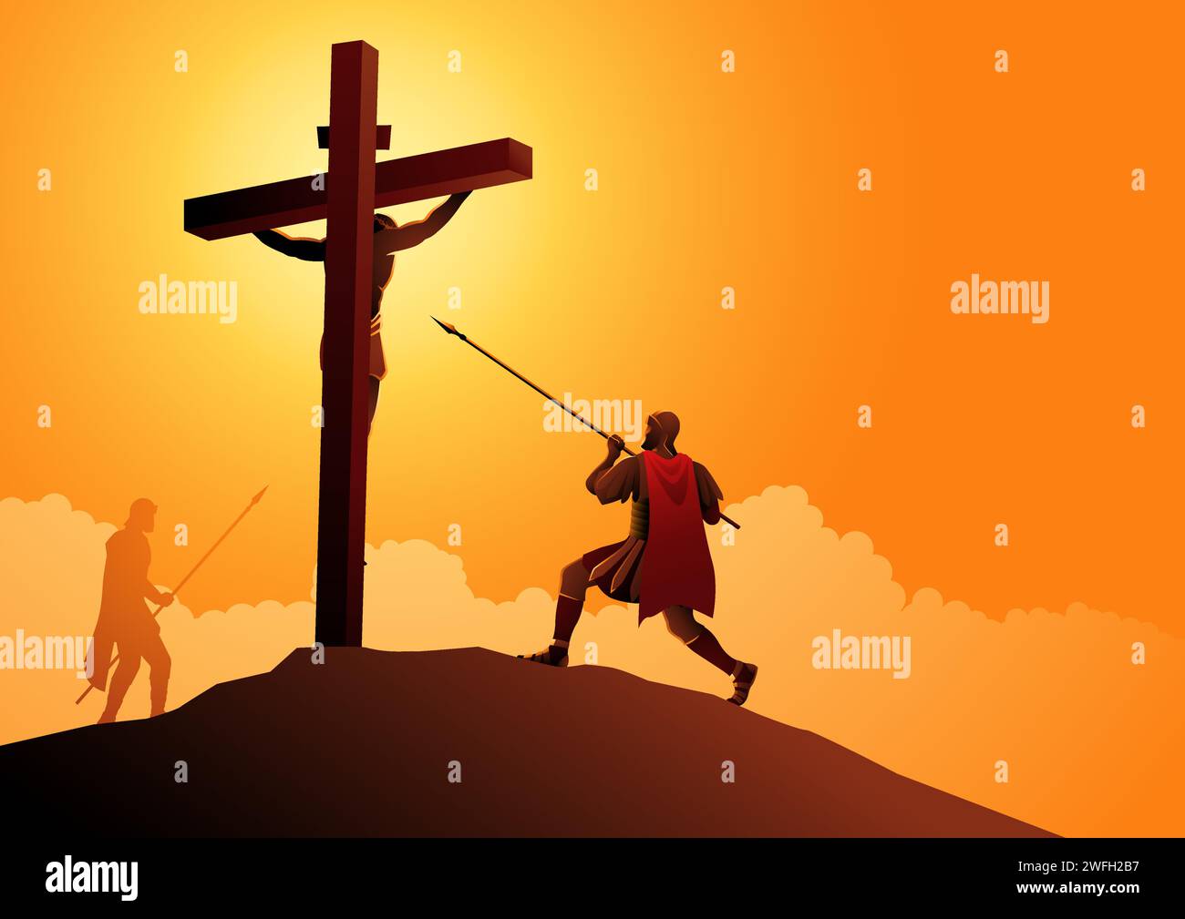 Biblical vector illustration series, Lance of Longinus, Longinus the Roman soldier stabbed Jessus in the side Stock Vector