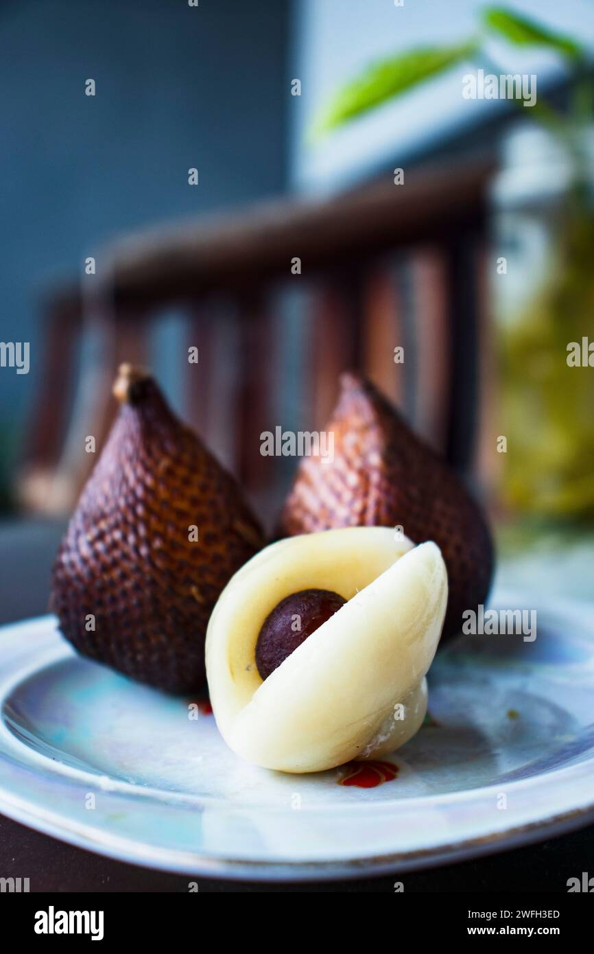 Snake Fruits on plate Stock Photo