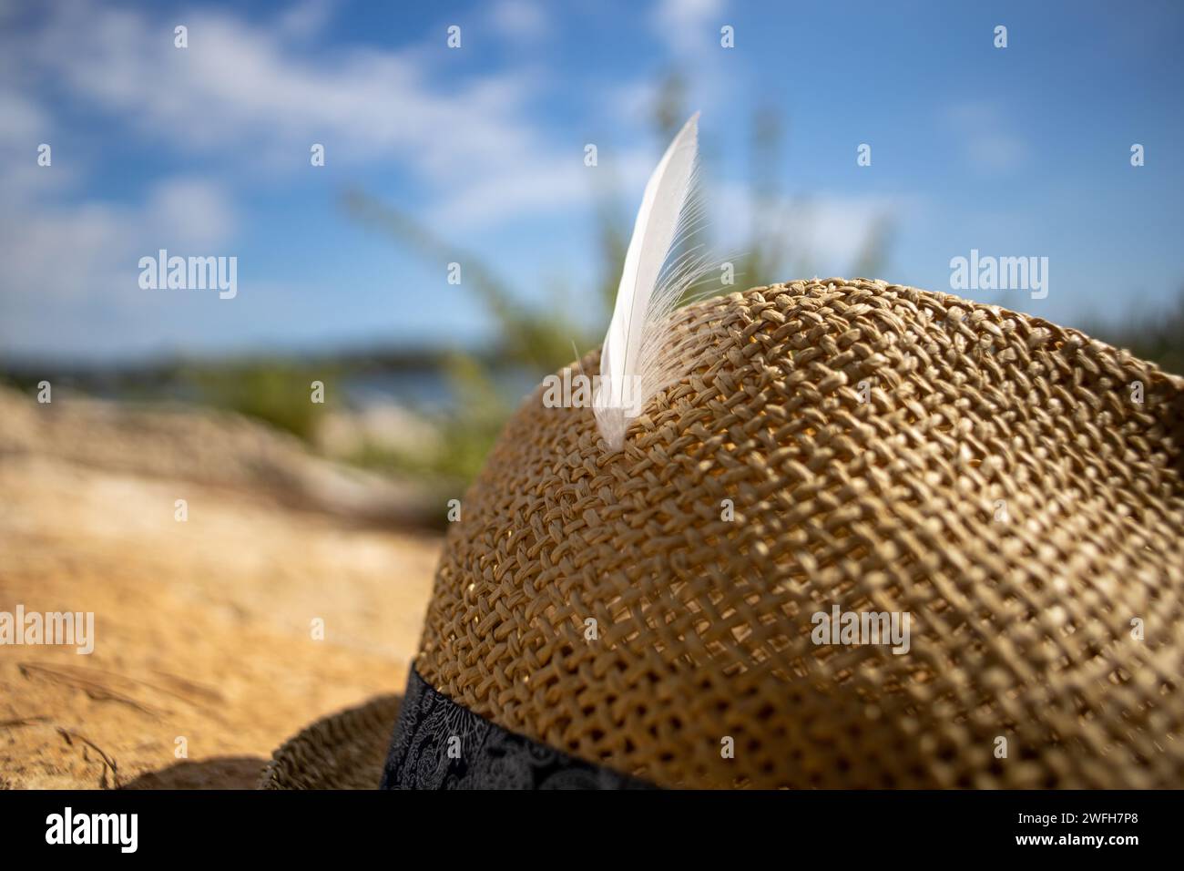 Big blue straw hat hi-res stock photography and images - Alamy