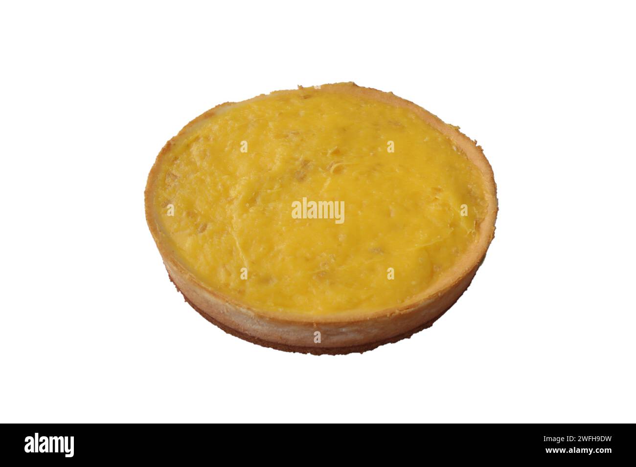 round lemon cheesecake isolated on white background Stock Photo