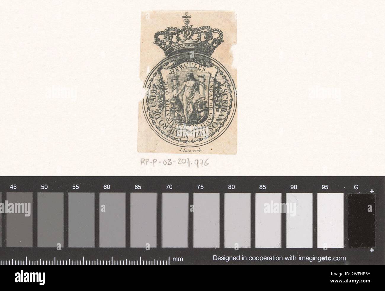 Crowned medal with Hercules, José Rico, 1787 1827 print Spain paper