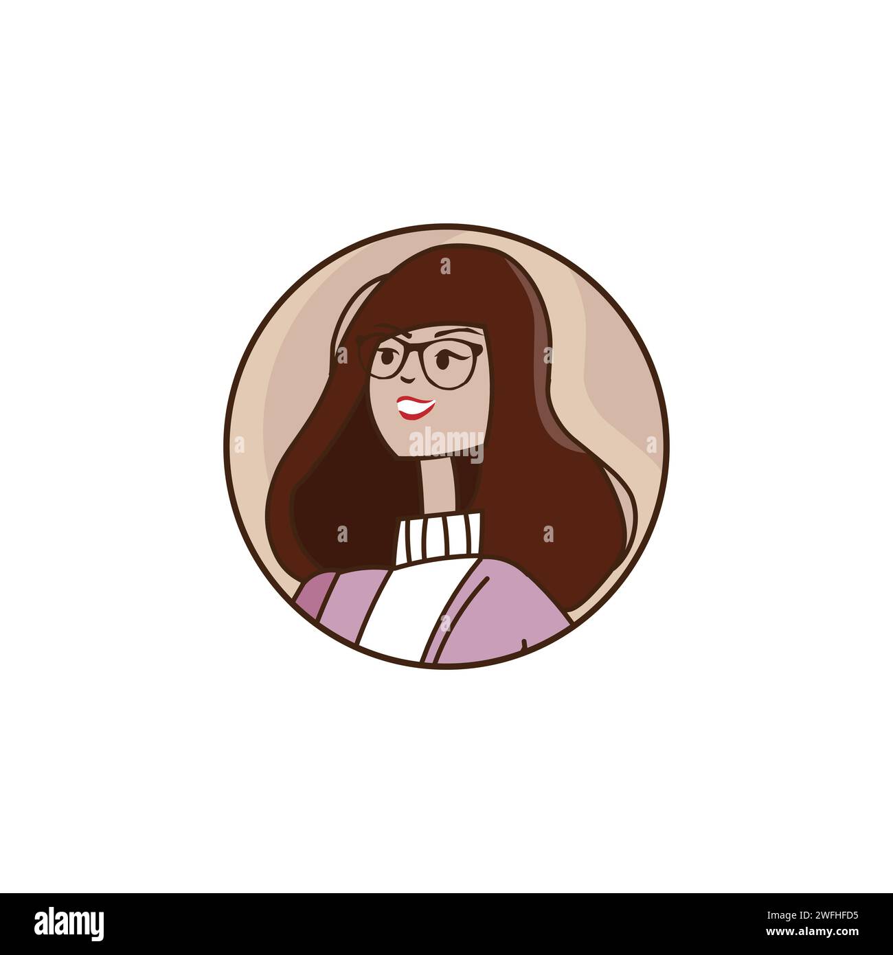 Face young woman with glasses female character isolatd icon flat Vector. Young woman portrait minimalist beauty woman face icon template. Stock Vector