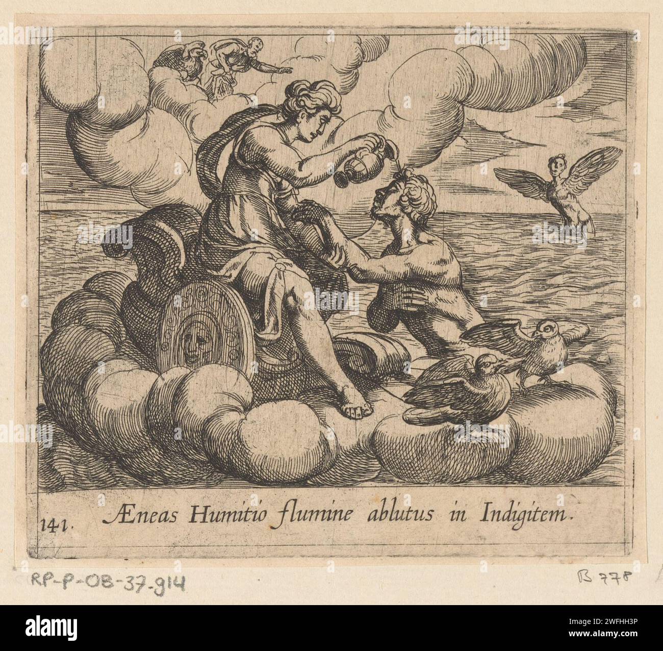 Venus makes Aeneas immortal, Antonio Tempesta, 1606 print Venus