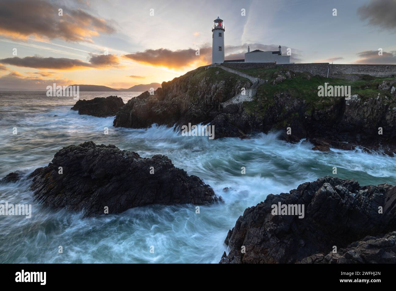 Fanad Head Lighthouse, County Donegal on the Wild Atlantic Way coast. Stock Photo