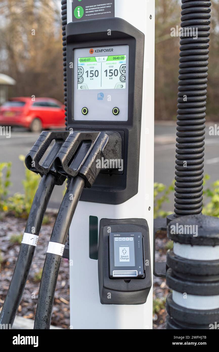 Kempower fast charge charging point at a Sainsbury's supermarket car park Stock Photo