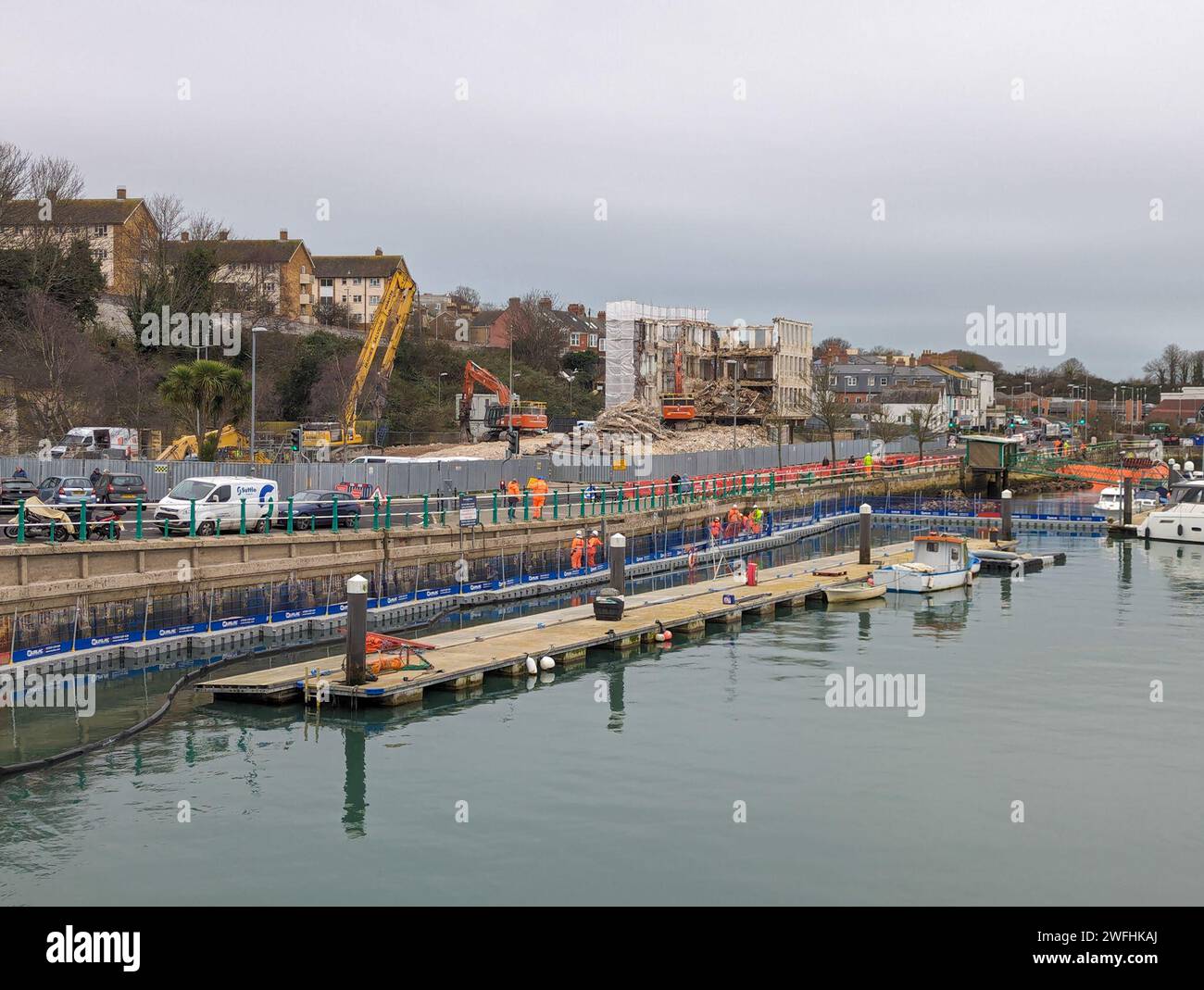 Weymouth, UK. 31 January 2024. The council offices are being demolished in the centre of Weymouth Credit: Thomas Faull/Alamy Live News Stock Photo