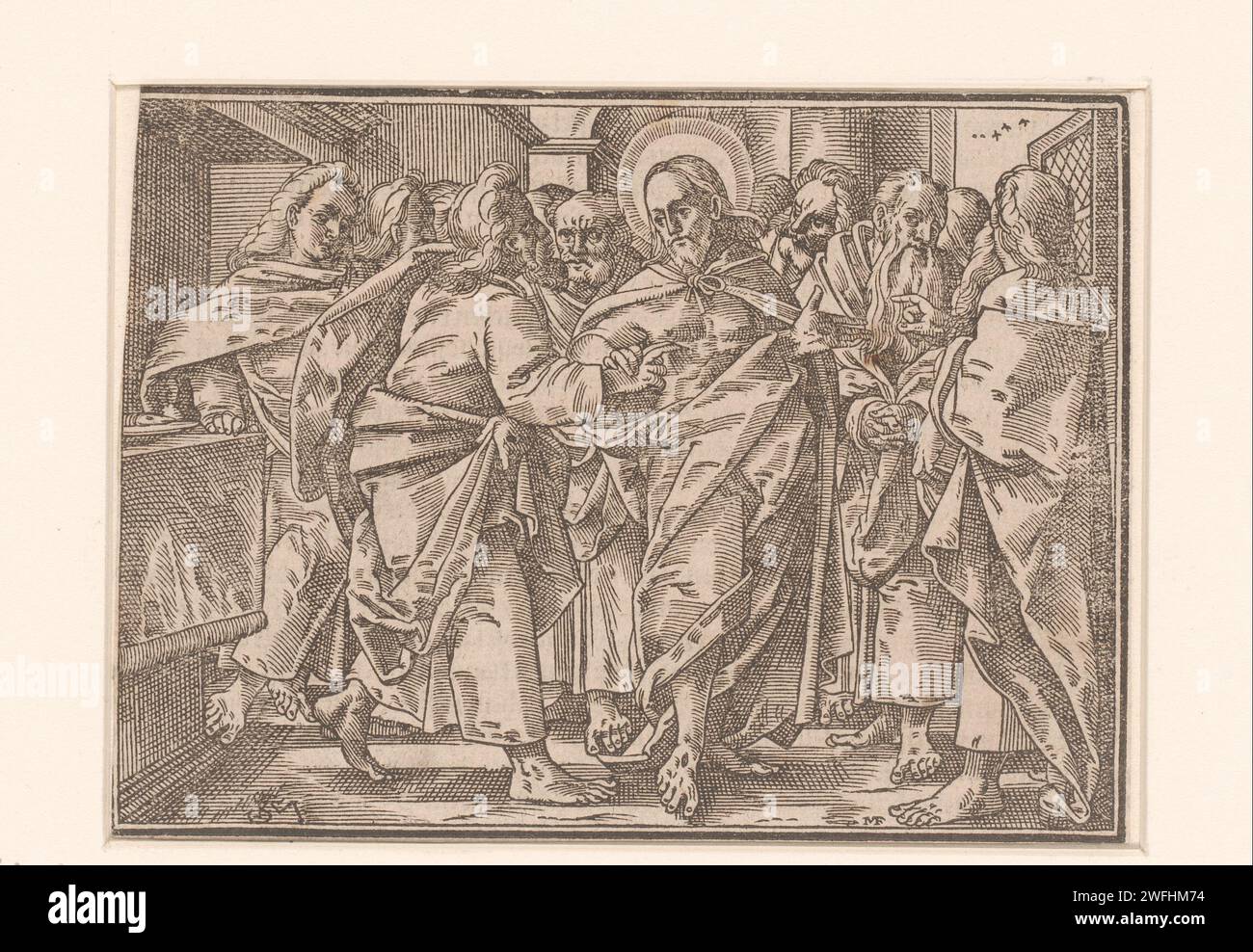 Unbelieving Thomas, Lucas Mayer, Christoph Murer, 1625 print   paper  the incredulity of Thomas Stock Photo
