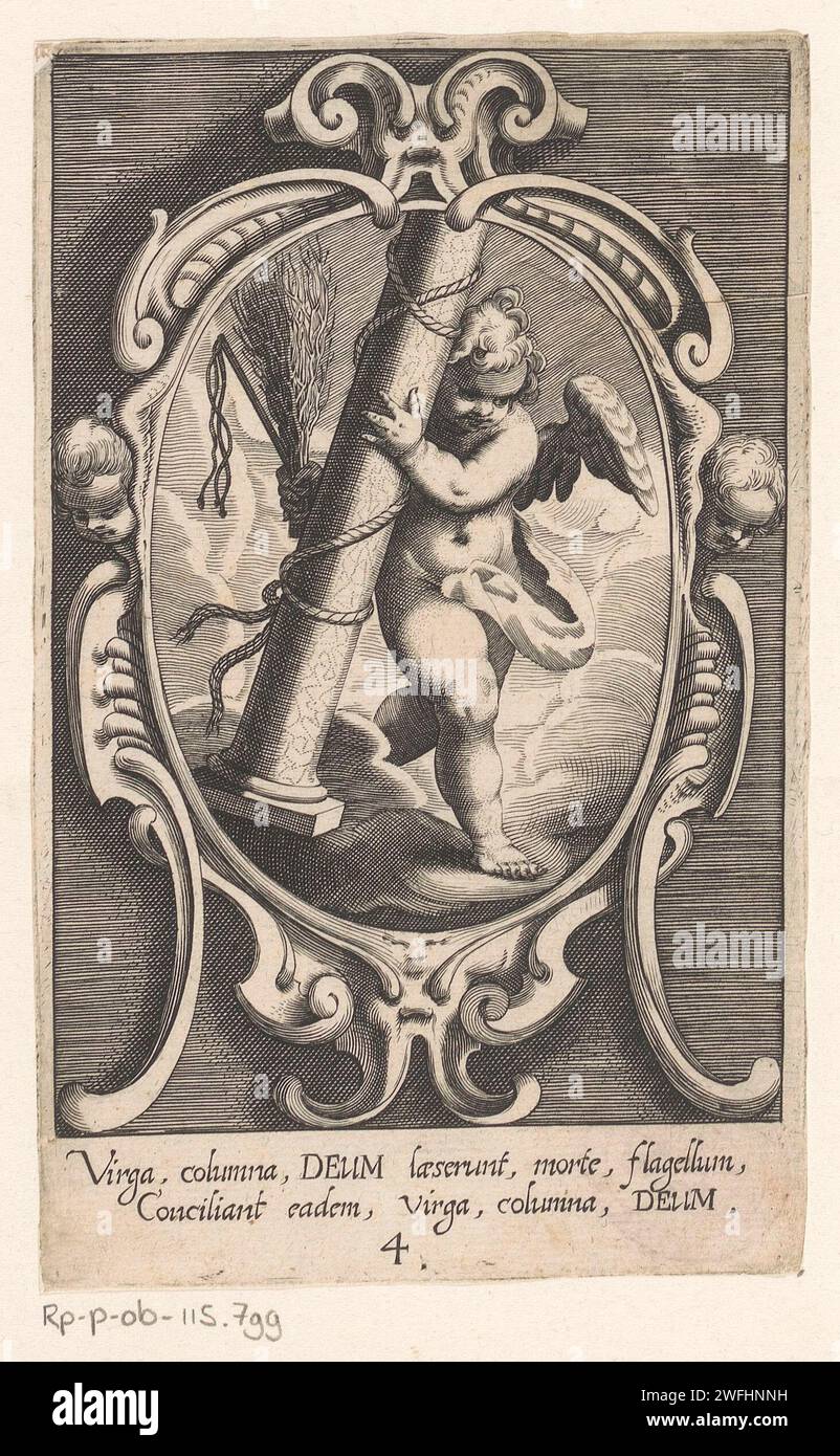 Column, scourge and rod, worn by an angel, Raphael Custos, after Lucas ...