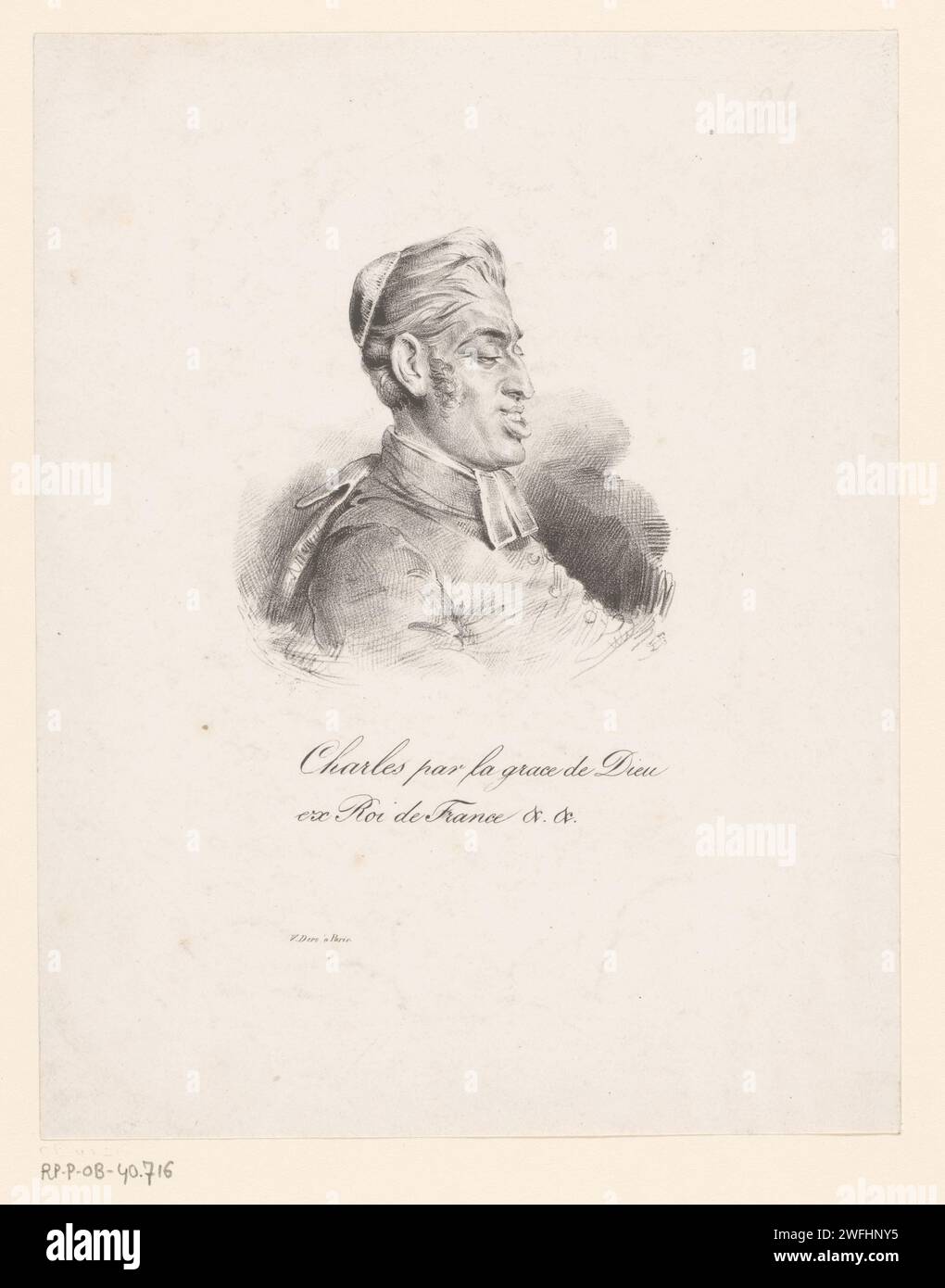 Caricature of Karel X van France, Jean Ignace Isidore Gérard Grandville (attributed to), 1830 print  Paris paper  historical persons (+ caricature  portrait) Stock Photo