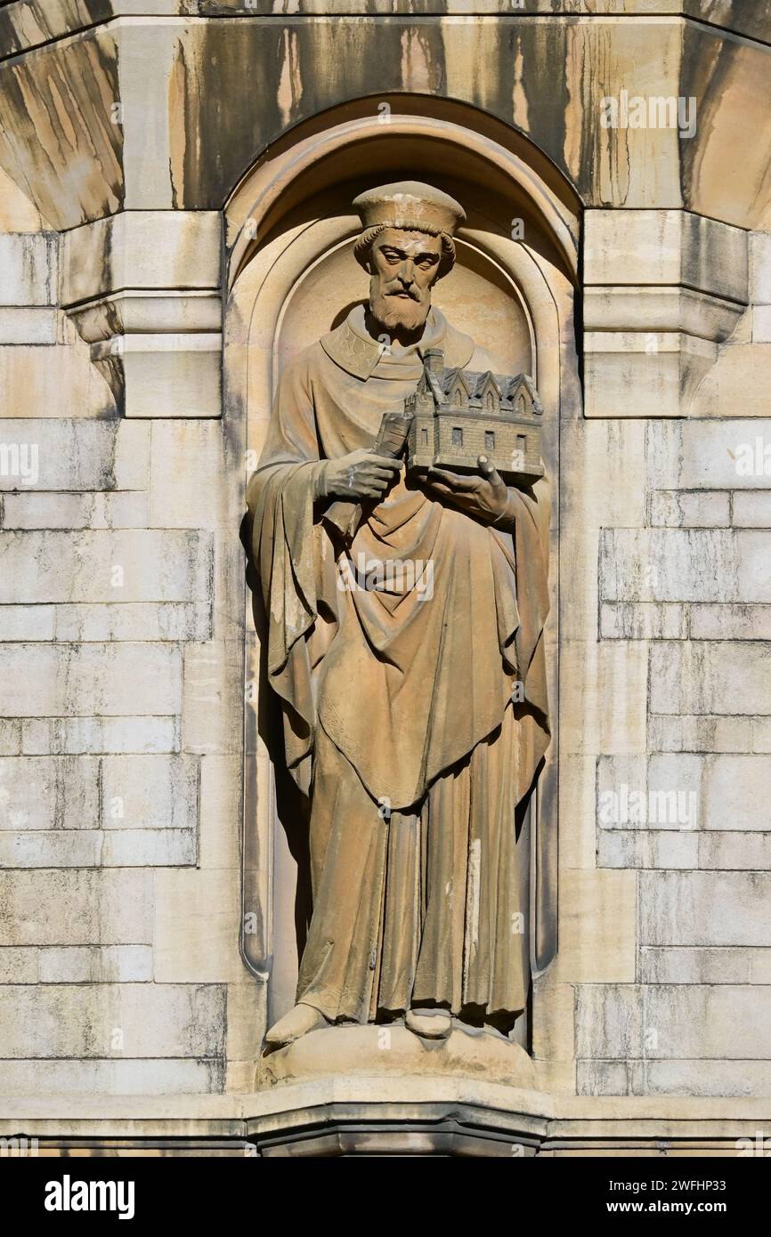 Statue of Edmund Gonville on the Tower of Waterhouse Building (facing ...