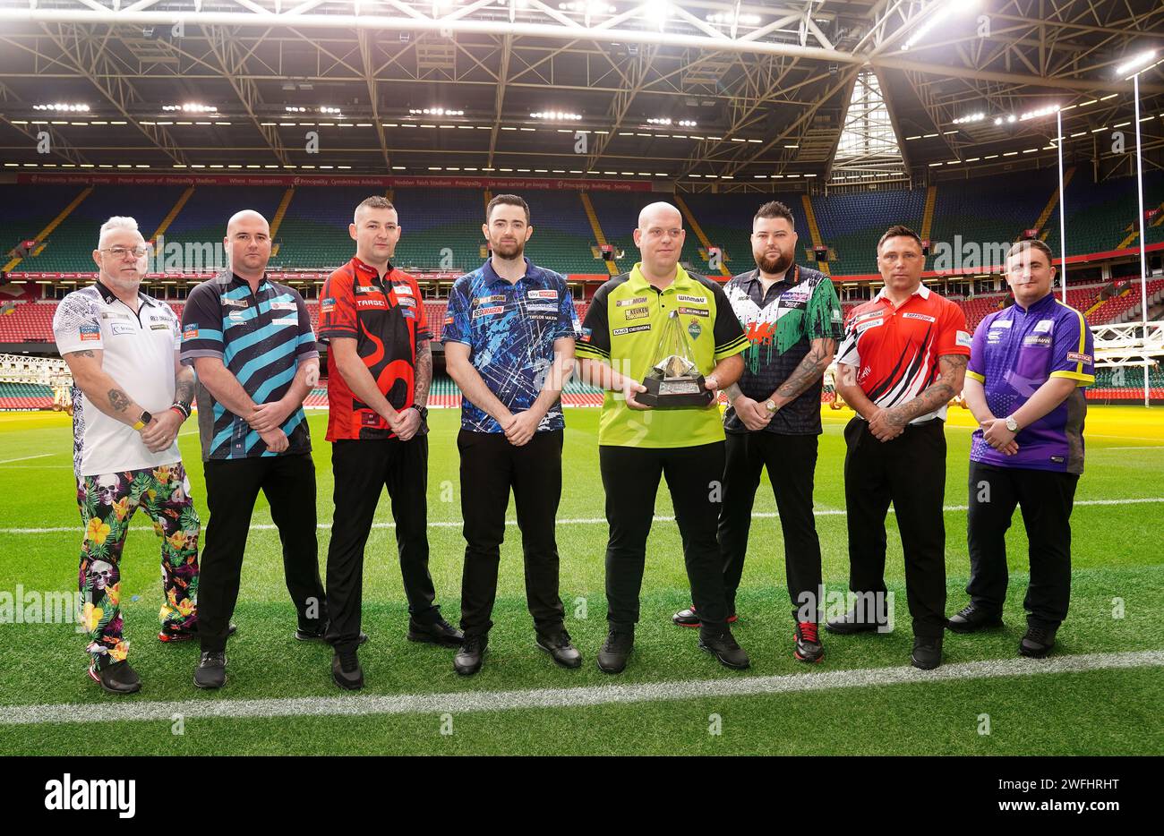 Left to right, Peter Wright, Rob Cross, Nathan Aspinall, Luke Humphries