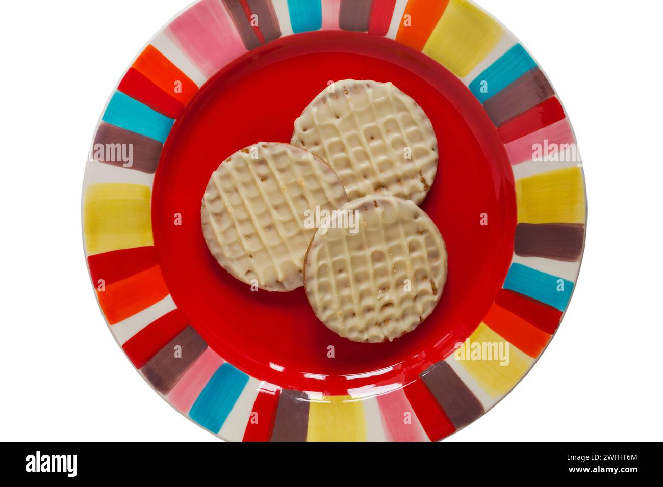 McVitie's Digestives White Chocolate biscuits on plate set on white