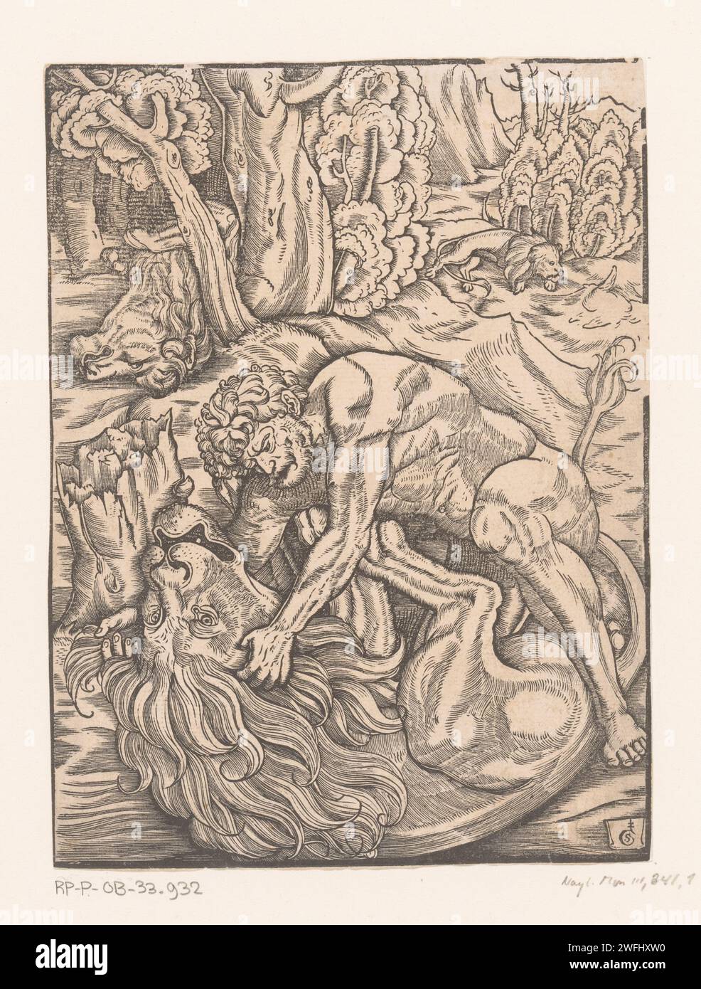 Hercules in fight with the Nemean lion, Gabriel Salmon, c. 1528 print ...