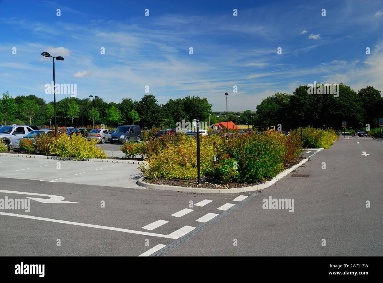 The car park at Britford Park and Ride, near Salisbury, Wiltshire. Stock Photo