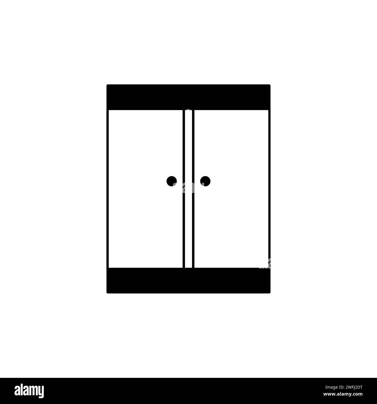 Black and white door. Wardrobe illustration Stock Photo