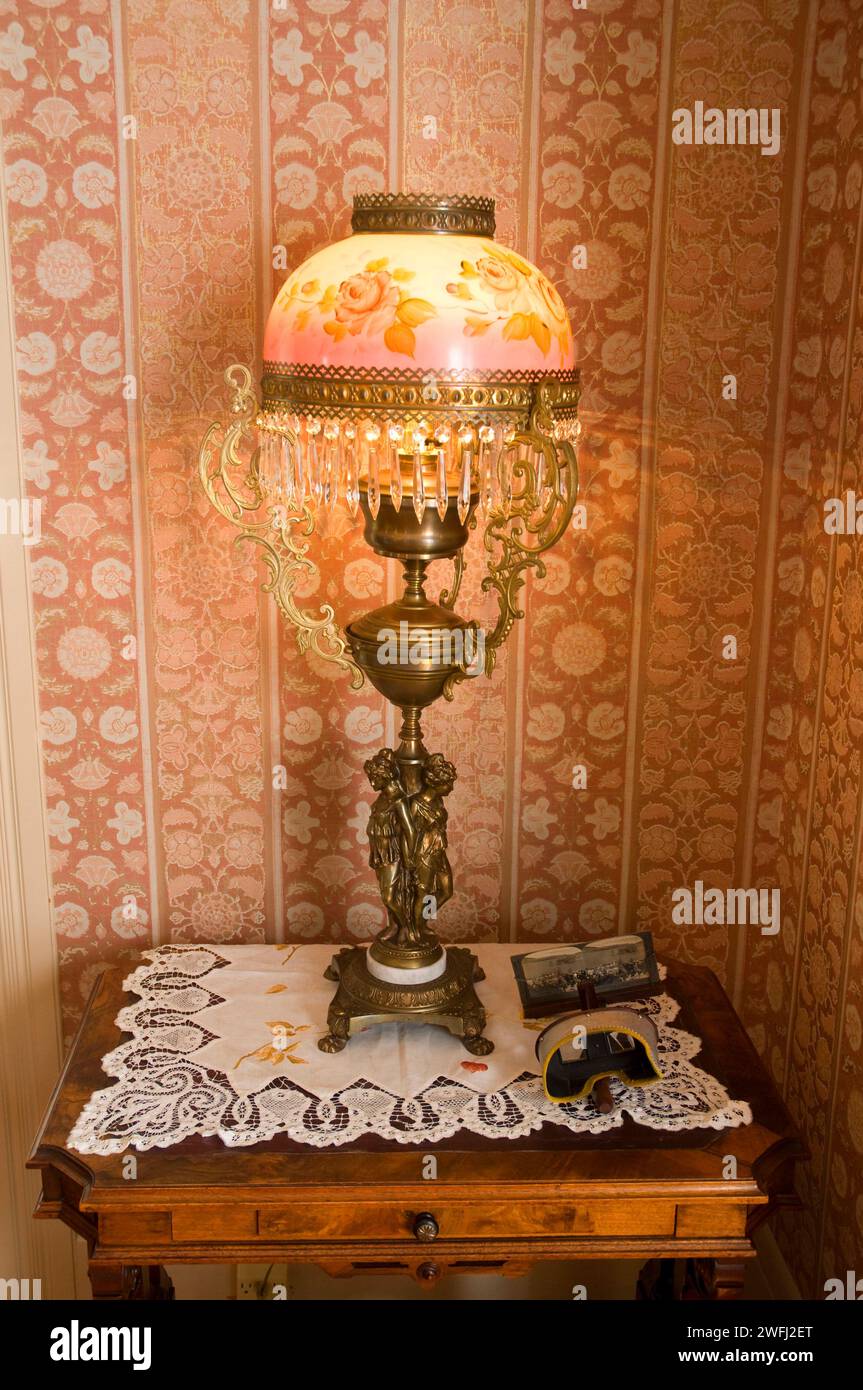 Hughes House (built 1898) lamp, Cape Blanco State Park, Oregon Stock